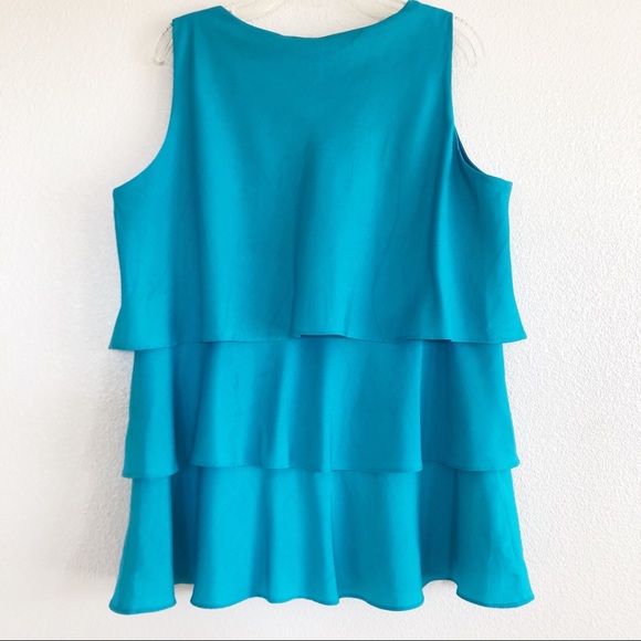 Milano Sleeveless Blue Ruffle Top. Sz Medium - Picture 5 of 7